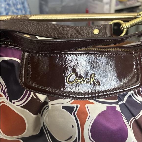 Coach Purple, Orange, Cream & Black Circular Print Shoulder Bag - Picture 2 of 7